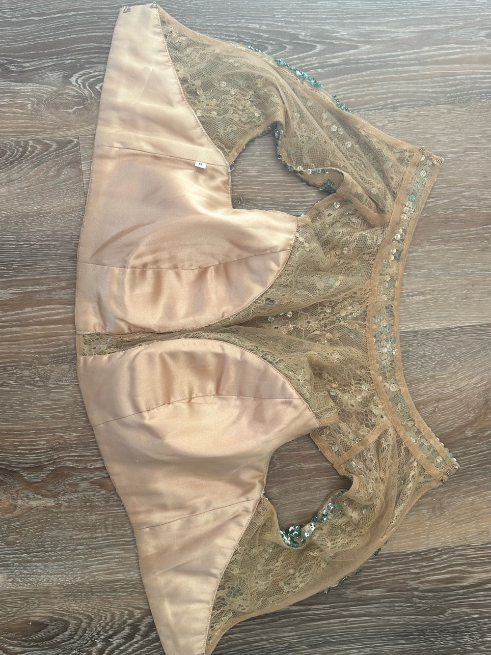 Sherri Hill Green Sequin Appliqué Nude Mesh Mini Skirt - Picture 5 of 6